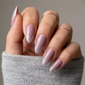Romantic Cool Mauve Cat Eye Shimmer Almond Press-On Nails photo 1
