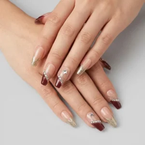 Romantic Cool Medium Length Square Press-On Nails Set photo 1