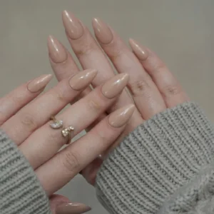 Romantic Cool Skin Tone Glossy Almond Press-On Nails photo 1