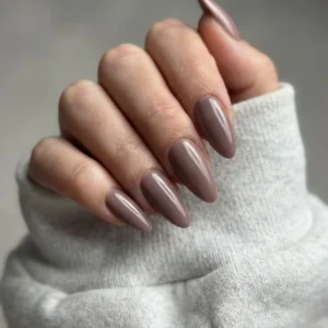 Romantic Cool Soft Purple Glossy Almond Press-On Nails photo 1