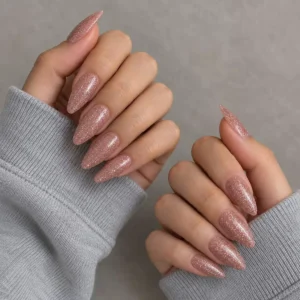 Shimmering Mauve Pink Almond Press-On Nails photo 1